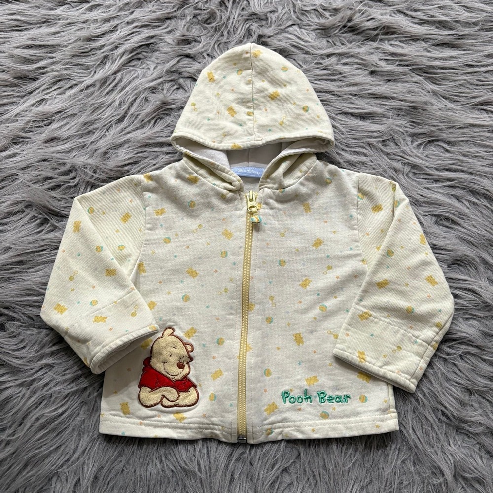 Vintage Disney Winnie The Pooh Hooded Jacket Cream Baby 18 Months‎